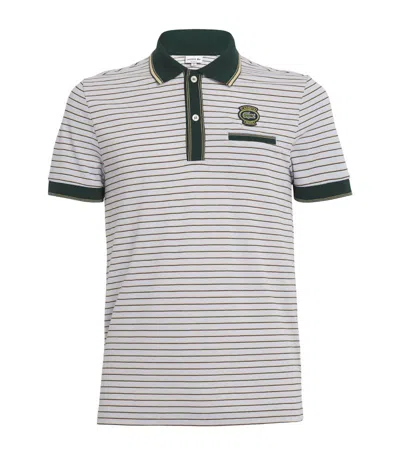 Lacoste Cotton Striped Polo Shirt In Neutrals
