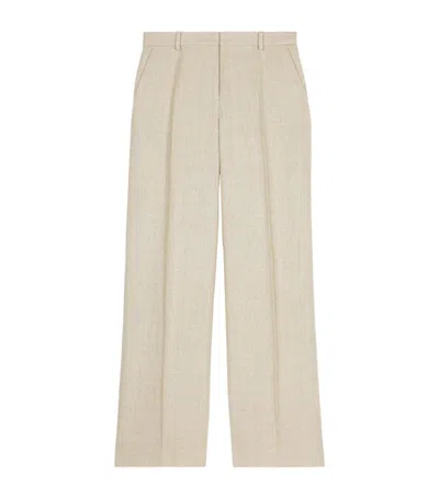 The Kooples Linen Tailored Trousers In White
