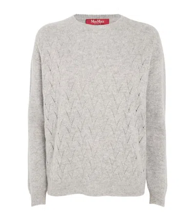 Max Mara Wool-cashmere Eyelet Sweater In Grey