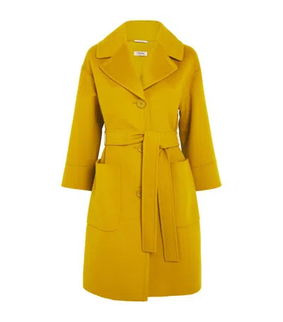 Max Mara Virgin Wool Coat In Yellow