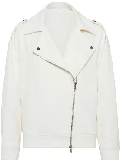 Brunello Cucinelli Linen And Cotton Zipped Jacket In White