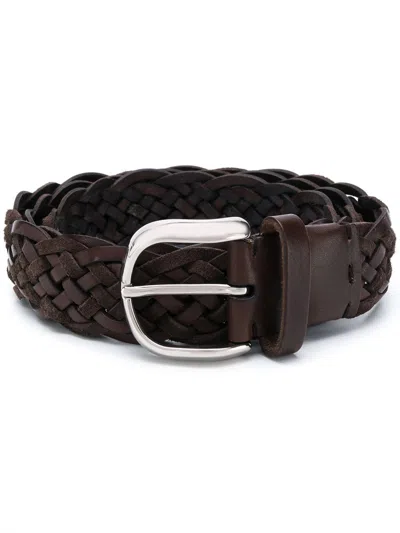 Brunello Cucinelli Weaved Leather Belt In Brown