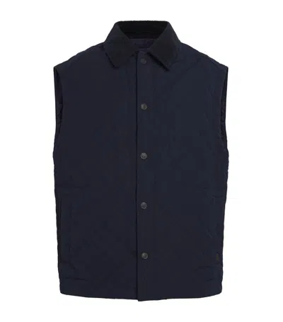 Purdey Quilted Gilet In Navy