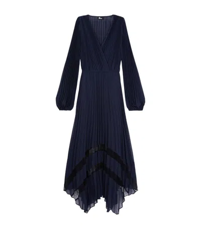 The Kooples Pleated Maxi Dress In Navy