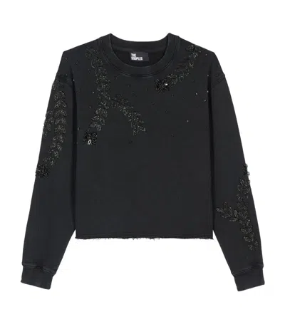 The Kooples Bijou Embroidery Sweatshirt In Black