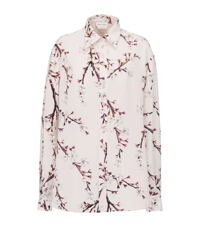 Alexander Mcqueen Silk Cherry Blossom Shirt In Purple