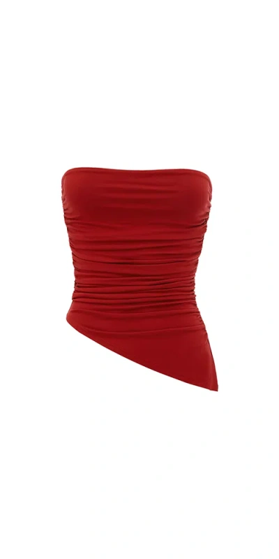 Posse Mason Strapless Top In Red