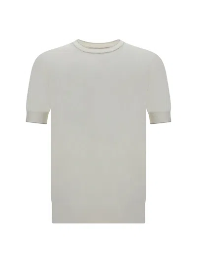 Brunello Cucinelli T-shirt In Panama+nebbia+creta