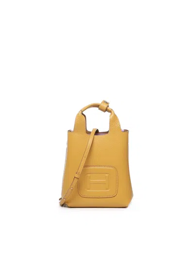 Hogan H-bag Logo Embossed Mini Shopping Bag In Yellow