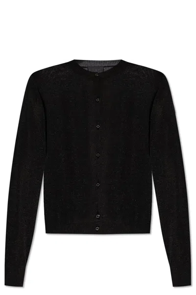 Moncler Glossy Button Up Cardigan In Black