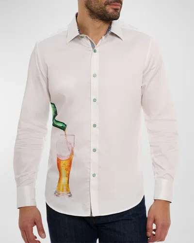 Robert Graham Men's Made To Measure Cotton Sport Shirt In White