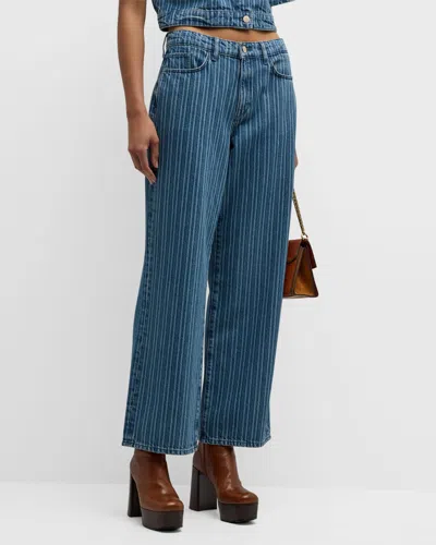 Triarchy Sparrow Stripe Mid-rise Baggy Jeans In Striped Medium Indigo