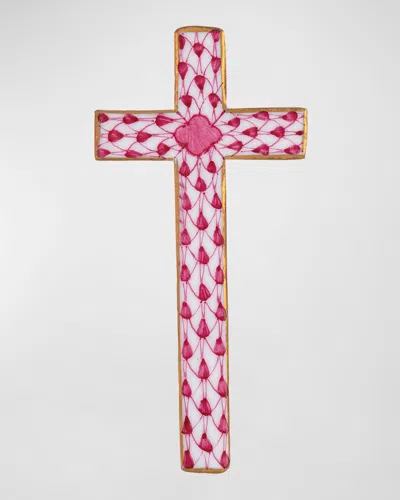 Herend Small Cross In Raspberry