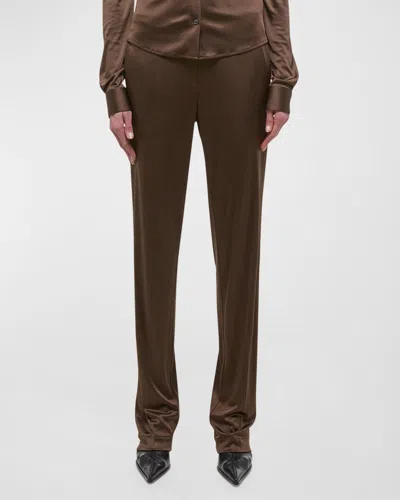 Helmut Lang Straight-leg Fluid Pull-on Pants In Mshroom