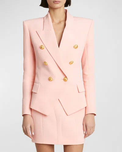 Balmain 6-button Crepe Double-breasted Jacket In Salmon