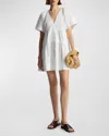 A.l.c Camila Short-oversized Sleeve Tiered Mini Dress In White