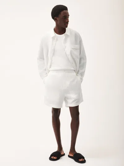 Pangaia Dna Aloe Linen Mid Length Shorts In Off-white