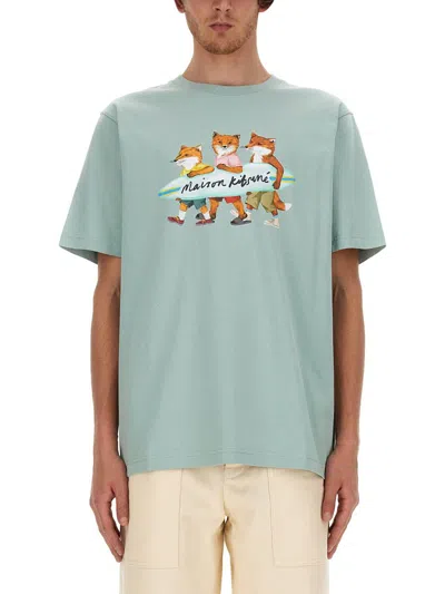 Maison Kitsuné Surfing Foxes T-shirt In Blue