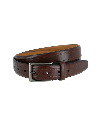 Trafalgar Stitch Detail Leather Belt In Brown