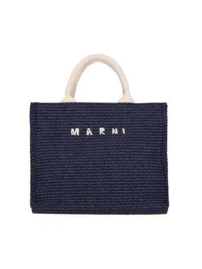 Marni Small Logo Tote Bag In Blue