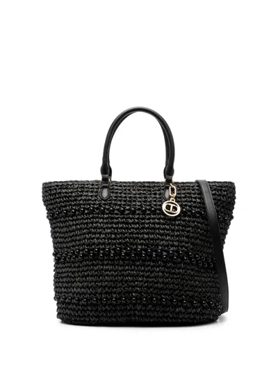 Twinset Bead-detail Tote Bag In Black  