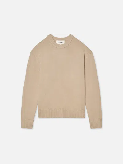 Frame The Cashmere Crewneck Sand Beige Wool In Pink
