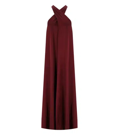 Essentiel Antwerp Finch Burgundy Long Dress In Red