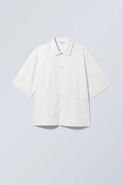 Weekday Relaxed Short Sleeve Cotton Shirt In White