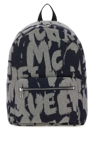 Alexander Mcqueen Logo Printed Ziiped Backpack In Multi