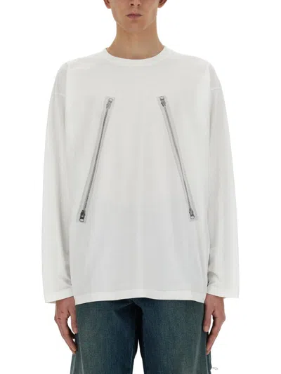 Mm6 Maison Margiela Zipper-print Cotton T-shirt In White