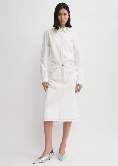 Totême Tumbled Cotton Midi Skirt White