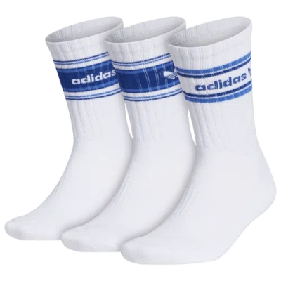 Adidas Originals Mens  Ori Forum Rib 3-pack Crew Socks In White/blue/blue