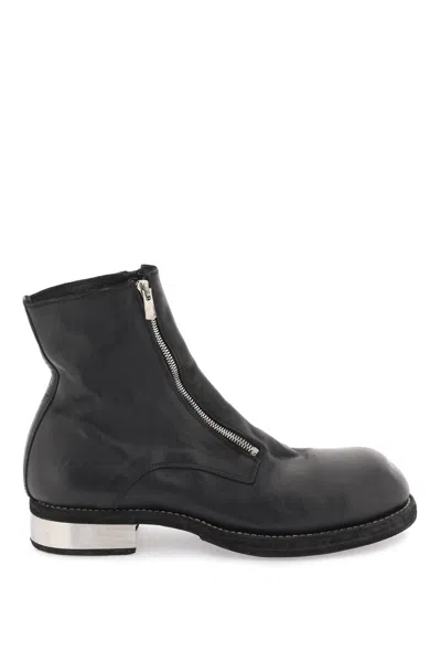 Guidi Leather Double-zip Ankle Boots In Nero