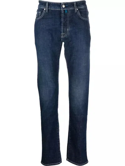 Jacob Cohen Exclusive Indigo Straight Leg Jeans With Bandana Detail In Blue