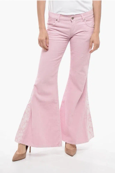 Erl Low-waisted Corduroy Flared Trousers In Pink
