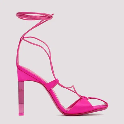 Attico Adele 105 Satin Lace-up Pumps In Pink & Purple