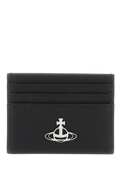 Vivienne Westwood Saffiano Leather Orb Card Holder In Black