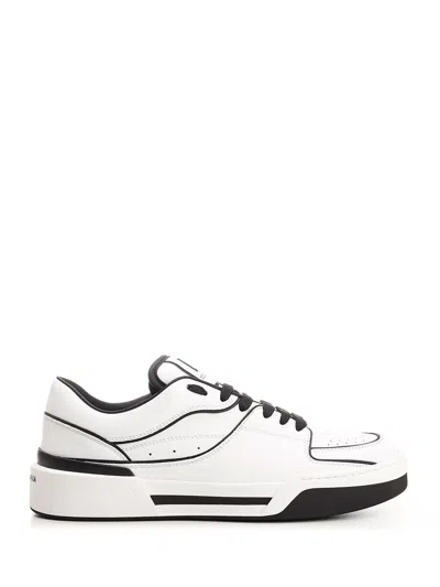 Dolce & Gabbana White & Black New Roma Sneakers In 89697 Bianco/nero