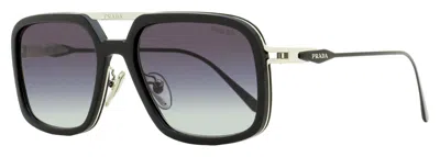 Prada Men's Rectangular Sunglasses Spr57z 1ab09s Black/silver 55mm In Multi