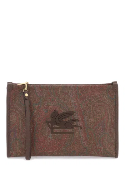 Etro Paisley Pouch With Embroidery In 红色的