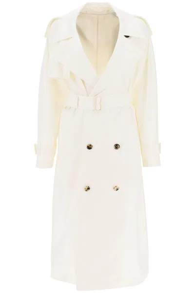 Burberry Silk Trench Coat In White