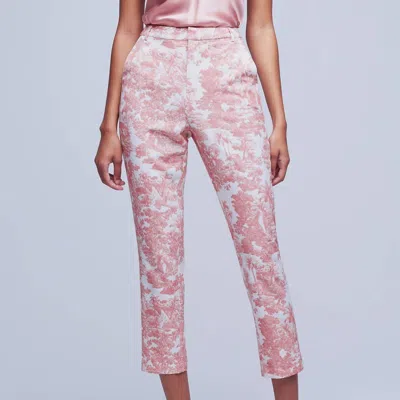 L Agence Ludivine Printed Cropped Trousers In Pink