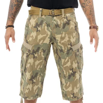 X-ray Belted Cotton Twill Cargo Shorts In Green