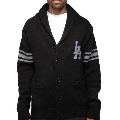X-ray Men's Shawl Collar Heavy Gauge Cardigan With City Patch In Black