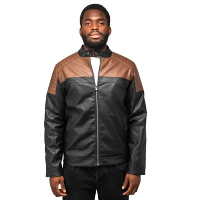 X-ray Men's Grainy Polyurethane Quilted Sleeves Jacket With Faux Shearling Lining In Black