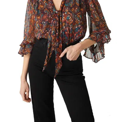 Misa Gigi Top In Peacock Abstract In Brown