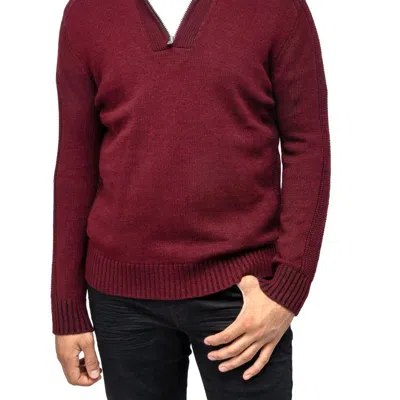 X-ray Men's Quarter Zip Mock Neck Pullover Sweater In Red