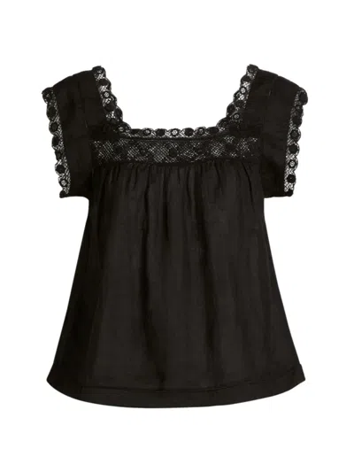 Doen Women's Aphra Lace-trimmed Sleeveless Top In Black