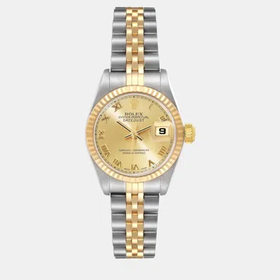 Pre-owned Rolex Datejust Steel Yellow Gold Champagne Dial Ladies Watch 26 Mm