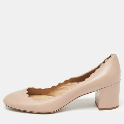 Pre-owned Chloé Pink Scalloped Leather Lauren Pumps Size 37.5